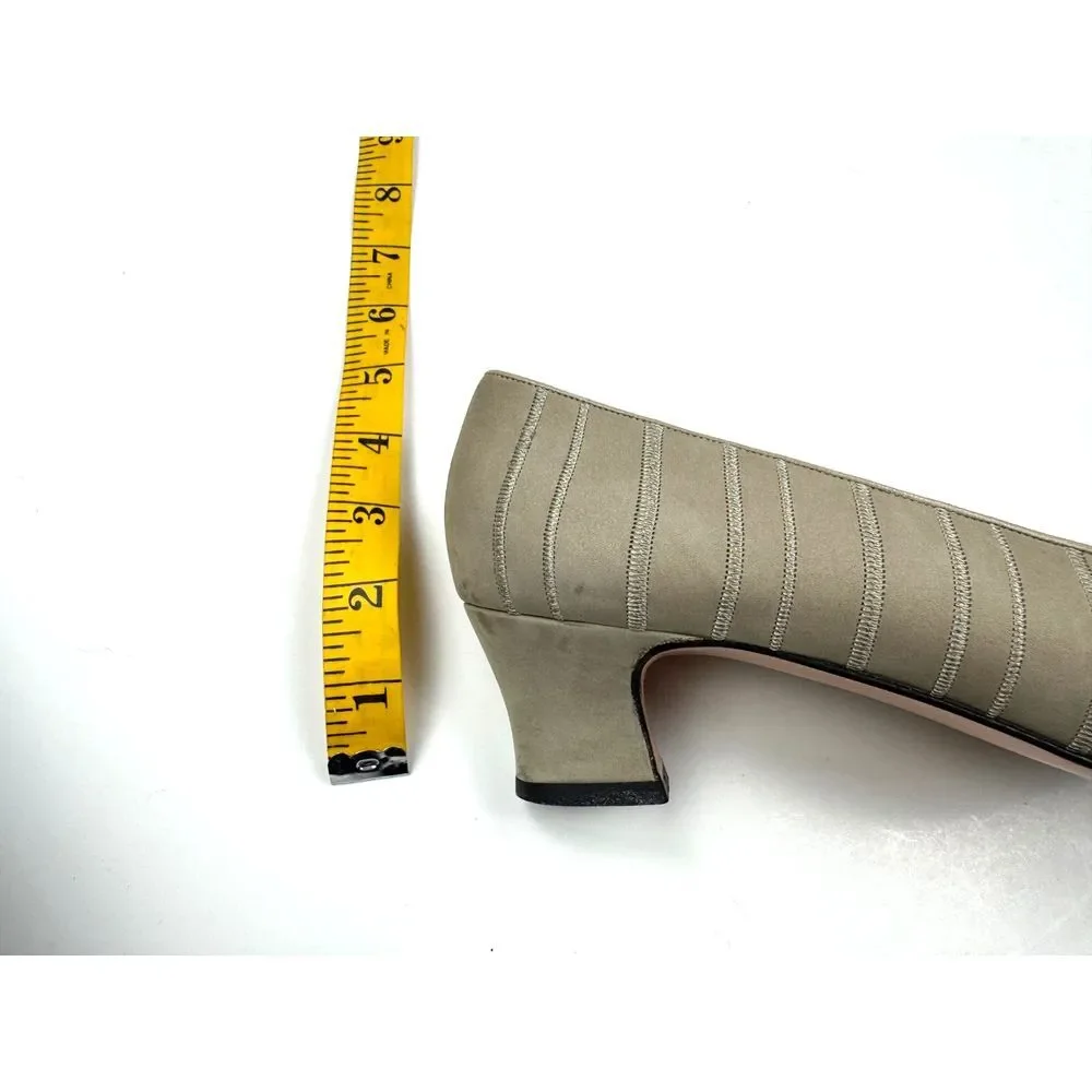 Salvatore Ferragamo Suede Pumps Women 9.5 B‎ Gray Heels Almond Toe